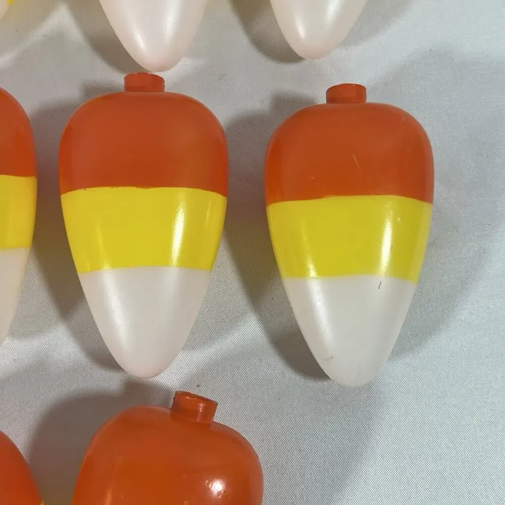 Vintage Set of 10 Candy Corn Blow Mold Plastic String Light Covers Halloween
